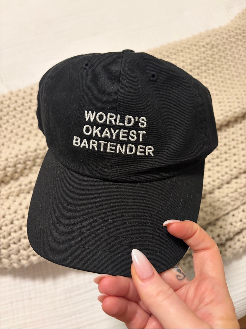 "World's Okayest Bartender" Embroidered Baseball Cap